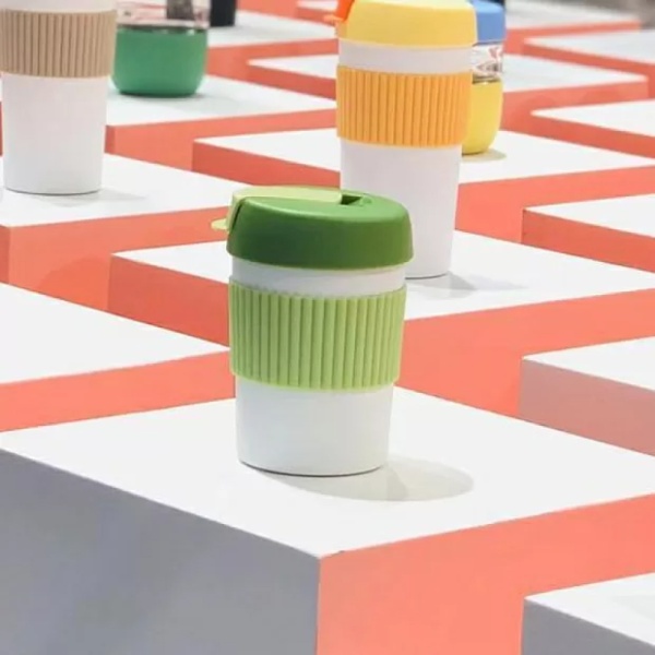 Термокружка Kiss Kiss KKF Rainbow Vacuum Coffee Tumbler Mini, зелёный/белый